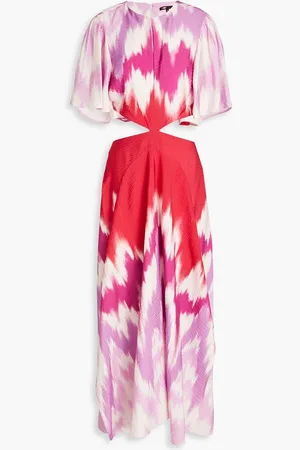Maje Cutout printed woven midi dress - Purple