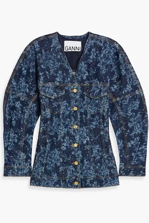 Ganni Printed denim jacket - Blue