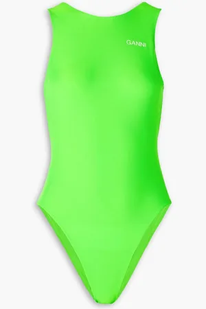 Ganni Printed neon swimsuit - Green