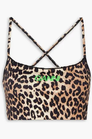 Ganni Leopard-print stretch sports bra