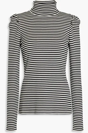 VERONICA BEARD Cedar striped Pima cotton-blend jersey turtleneck top