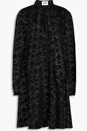 Claudie Pierlot Pussy-bow metallic fil coupé georgette mini dress