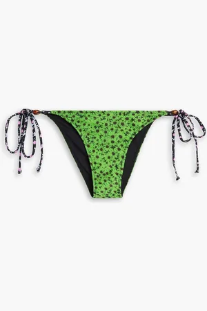 Ganni Floral-print bikini briefs - Green