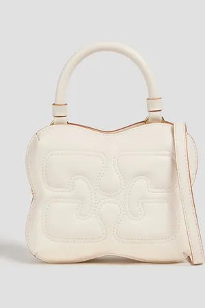 Ganni Butterfly leather-blend shoulder bag - White