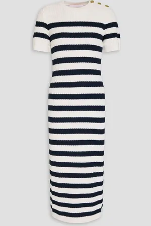 Carolina Herrera Striped silk and cotton-blend midi dress - Blue
