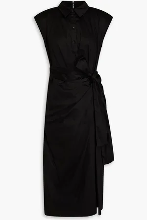 Carolina Herrera Draped cotton-blend poplin midi shirt dress