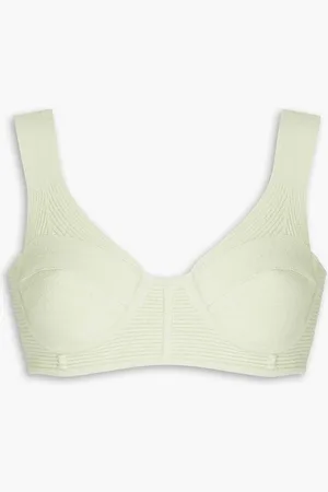 Hervé Léger Bouclé-knit cotton-blend bra top - Green