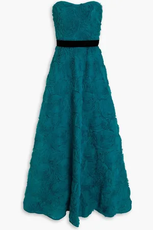ZAC Zac Posen Strapless appliquéd tulle gown - Blue