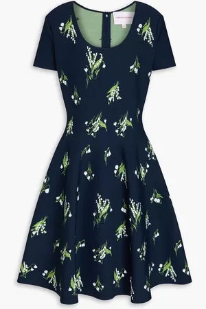 Carolina Herrera Flared jacquard-knit dress - Blue