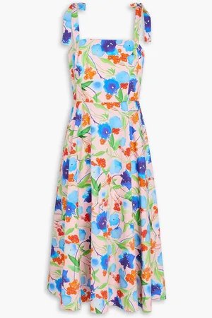 Carolina Herrera Floral-print cotton-poplin midi dress - Pink