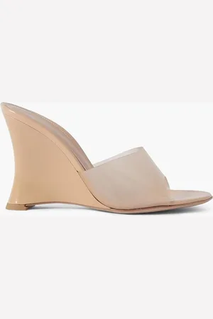 Gianvito Rossi Futura 95 patent-leather and PVC wedge sandals - Neutral