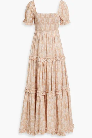 Caroline Constas Zuri tiered floral-print cotton-poplin maxi dress - Pink