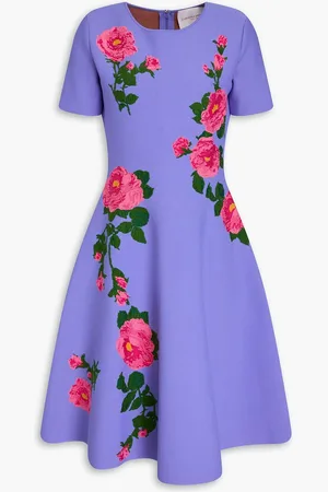 Carolina Herrera Flared jacquard-knit dress - Purple