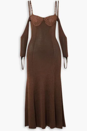 Isa Boulder Other Reality open-back crochet-trimmed knitted midi dress