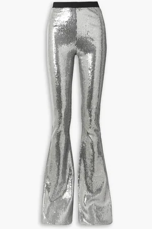 DAVID KOMA Sequined stretch-jersey flared pants - Metallic