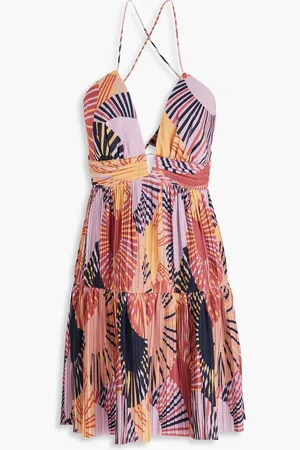 Bash Printed crepe de chine mini dress - Pink