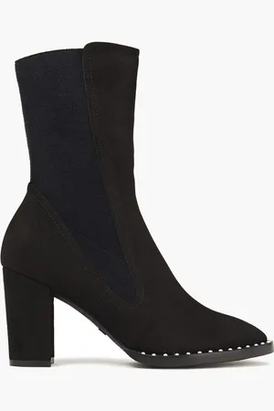 Stuart Weitzman Fifer faux pearl-embellished suede ankle boots