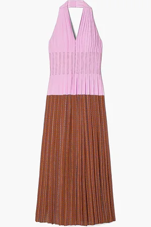 Tory Burch Halter Pleated Dress for Women | The Deal Outlet