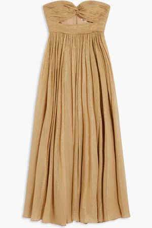 Michael Kors Metallic Striped Lame Chiffon Strapless Gown for Women | The Deal Outlet
