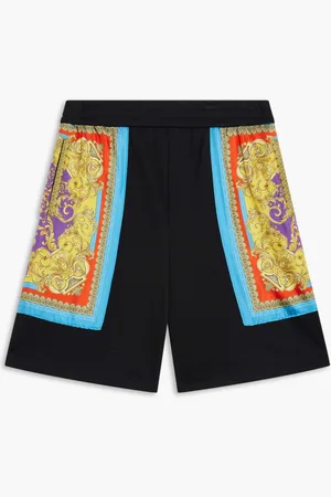 VERSACE Shorts Jersey Barrocco D.orchid Sides Blk for Men | The Deal Outlet
