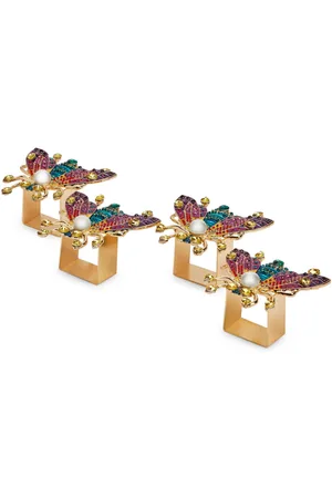 Kim Seybert Glam Fly Napkin Ring In Multi, Set Of 4 | The Deal Outlet