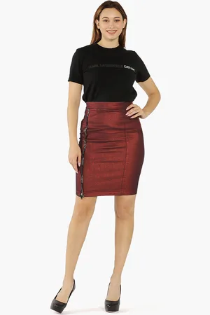 Karl Lagerfeld Logot Tape Zipped Skirt for Women | The Deal Outlet