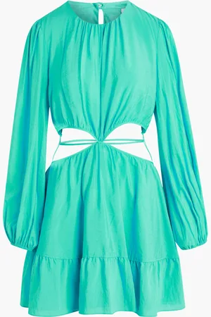 Simkhai Issy Solid Cover Ups Cut Out L/s Mini Dress for Women | The Deal Outlet