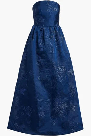 MONIQUE LHUILLIER Strapless Jacquard Long Dress for Women | The Deal Outlet