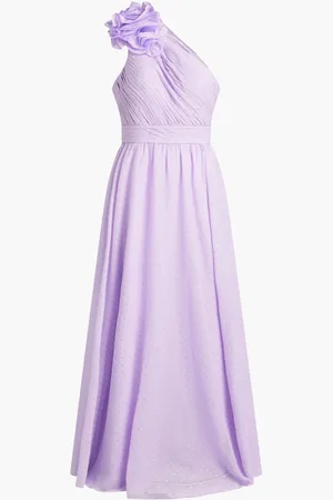 Mac Duggal Polka Dot Ruffled One Shoulder Gown for Women | The Deal Outlet