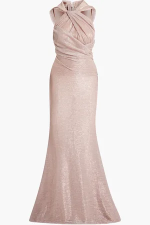 TALBOT RUNHOF Long Dress - Pleated Metallic Voile for Women | The Deal Outlet