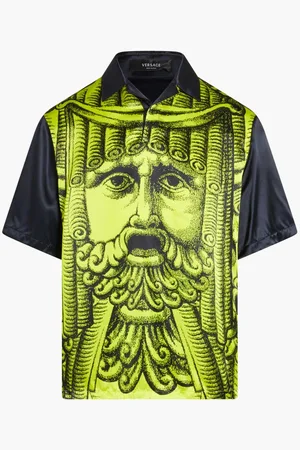 VERSACE Informal Shirt Fabric Satin Crepe Viscose Fsc Print Mask Allover for Men | The Deal Outlet