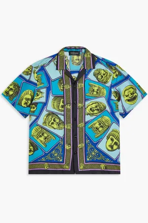 VERSACE Informal Shirt Le Maschere Kids Silk Twill for Boys | The Deal Outlet