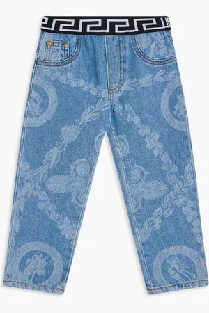 VERSACE Pant Denim Denim + Maschera Baroque Laser for Boys | The Deal Outlet