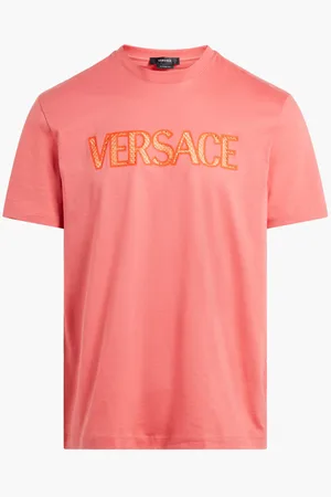 VERSACE T-shirt Cotton Jersey Fabric + Writing In Poly Mesh With Framis for Men | The Deal Outlet