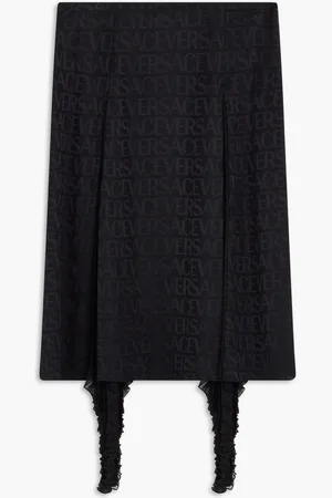 VERSACE Skirt Jacquard Satin Fabric Allover Logo for Women | The Deal Outlet