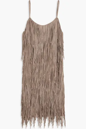 Michael Kors Suede Fringe Shift Dress for Women | The Deal Outlet