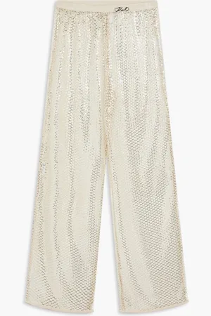 Karl Lagerfeld Karl Dna Sequin Mesh Trousers for Women | The Deal Outlet