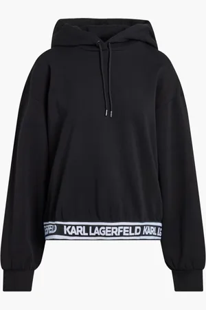 Karl Lagerfeld Bonded Jersey Hoodie Wlogo for Women | The Deal Outlet