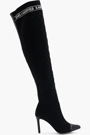 Karl Lagerfeld Pandora Monogram Ribbed Kneeblack Knit Textile for Women | The Deal Outlet