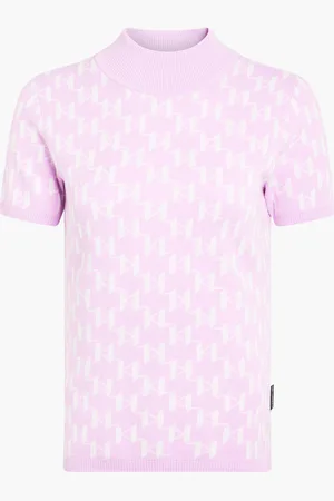 Karl Lagerfeld Kl Monogram Sslv Mock Neck for Women | The Deal Outlet