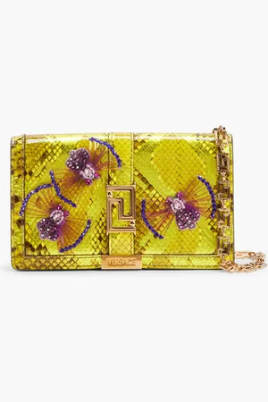 VERSACE Wallet On Chain Greca Goddess Python Metallic Emb Excl for Women | The Deal Outlet