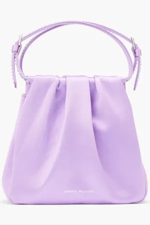 Amina Muaddi Vittoria Crystal Satin Violet + White Crystals + Silver Hardware for Women | The Deal Outlet