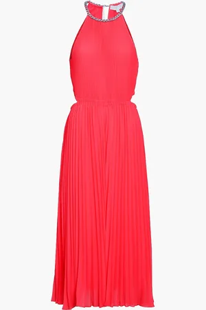 Michael Kors Pleated Georgette Cutout Dress for Women | The Deal Outlet