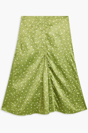 Ganni Crinkled Satin Midi Skirt for Women | The Deal Outlet