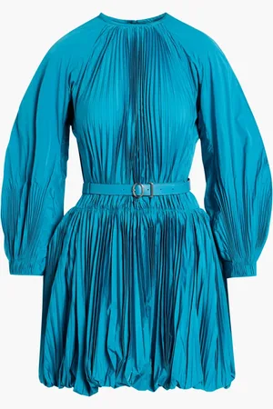 Jil Sander Pleated Blouson Sleeve Balloon Mini Dress With Belt for Women | The Deal Outlet