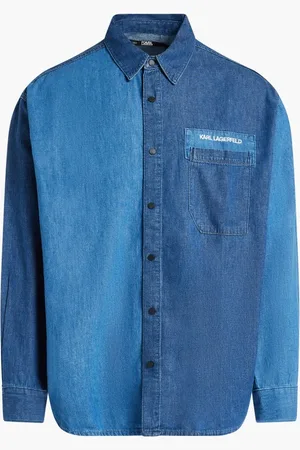 Karl Lagerfeld Colorblock Denim Shirt for Men | The Deal Outlet