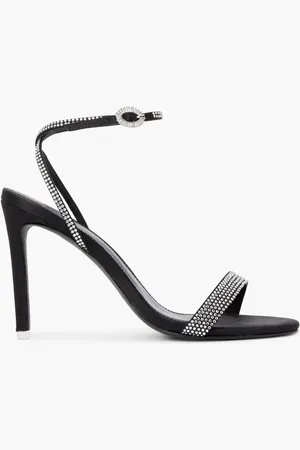 BLACK SUEDE STUDIO Round Toe High Heel Sandal With Crystal Embellished Upper for Women | The Deal Outlet