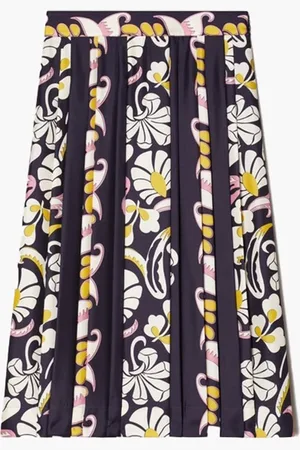 Tory Burch Printed Pleated Silk Skirt for Women | The Deal Outlet