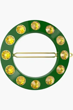 Swarovski Chroma Green Round Hair Clip for Women | The Deal Outlet