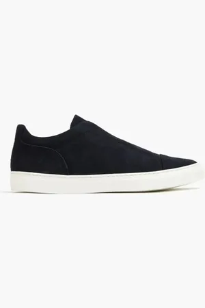 HARRYS OF LONDON Aaron Suede Dark Navy Trainer Alabaster for Men | The Deal Outlet